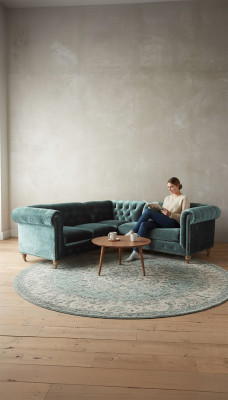 Canapé d'angle Chesterfield Canapé en cuir Canapé Tissu Tissu Coin Coin Rembourrage neuf