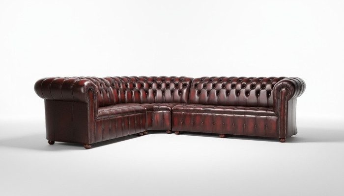 Canapé en cuir Chesterfield Canapé d'angle Tissu de canapé Siège d'angle Suite 100% cuir