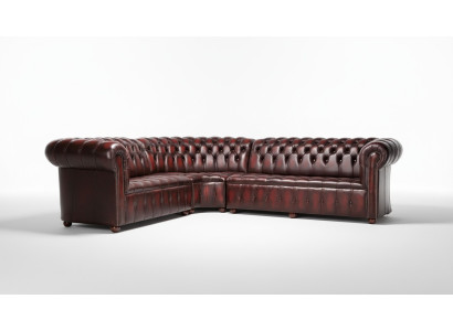 Canapé en cuir Chesterfield Canapé d'angle Tissu de canapé Siège d'angle Suite 100% cuir