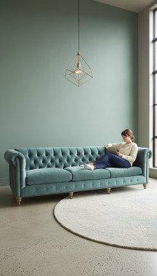 Canapé Chesterfield 3 places tissu cuir velours ensemble rembourré siège neuf