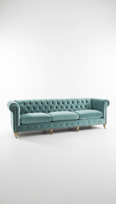 Canapé Chesterfield 3 places tissu cuir velours ensemble rembourré siège neuf