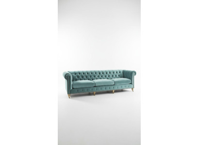 Canapé Chesterfield 3 places tissu cuir velours ensemble rembourré siège neuf