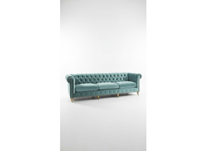 Canapé Chesterfield 3 places tissu cuir velours ensemble rembourré siège neuf