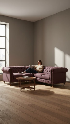 Canapé d'angle Chesterfield Canapé Designer Revêtement d'angle Textile Canapé Suite 1013-14