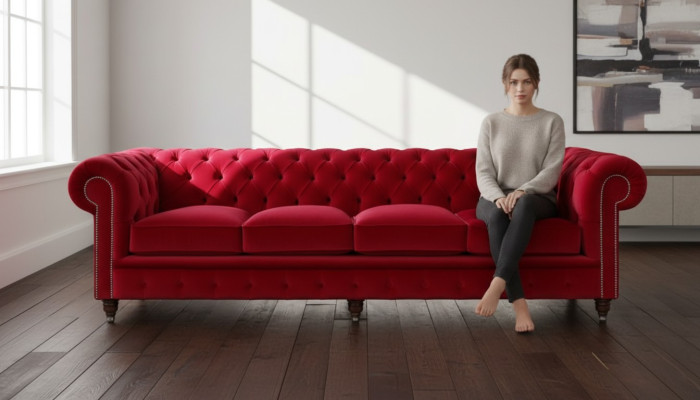 Chesterfield Grand Canapé Sofa Tissu Velours Canapés 4 Places XXL Neuf