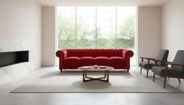 Chesterfield Grand Canapé Sofa Tissu Velours Canapés 4 Places XXL Neuf