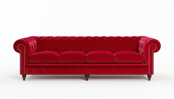 Chesterfield Grand Canapé Sofa Tissu Velours Canapés 4 Places XXL Neuf