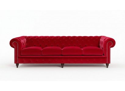 Chesterfield Grand Canapé Sofa Tissu Velours Canapés 4 Places XXL Neuf