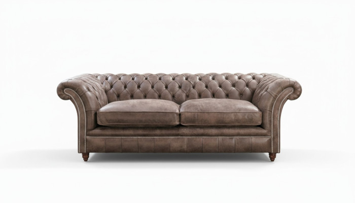 Canapé Chesterfield Sofa Couch Garniture 3 places Assise Cuir Textile 161013-24