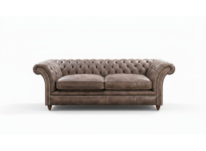 Canapé Chesterfield Sofa Couch Garniture 3 places Assise Cuir Textile 161013-24