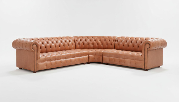 Paysage vivant Canapé d'angle Chesterfield Canapé d'angle en cuir Canapé d'angle Canapé Rembourrage d'angle