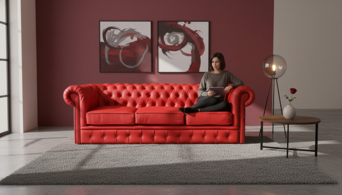 Canapé Chesterfield Rembourré Ensemble de Canapés Design 3 Places Canapés Classiques *Neuf*