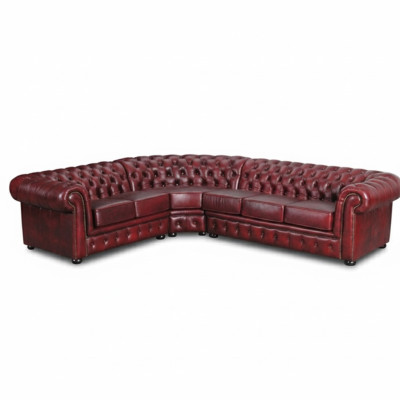 Canapé d'angle en cuir 100% - Canapé - Canapé rembourré - Ensemble d'angle - Chesterfield d'angle en cuir - Immédiatement