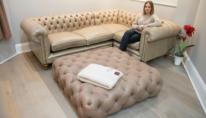 Canapé en cuir Canapé d'angle Canapé Canapé Revêtement Chesterfield Coin suite Suite Coin nouveau
