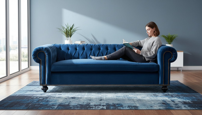Chesterfield 3 places XXL canapé en tissu ensemble canapé sofa Big Couchen 2016-37