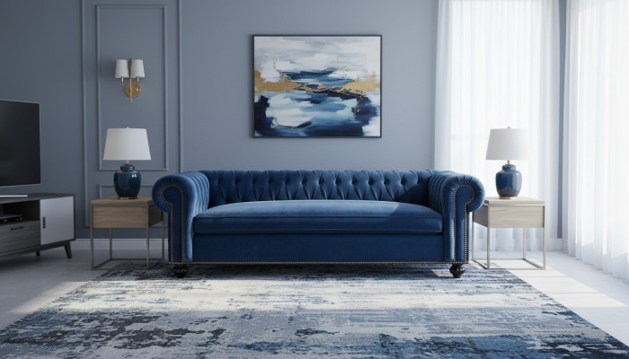 Chesterfield 3 places XXL canapé en tissu ensemble canapé sofa Big Couchen 2016-37
