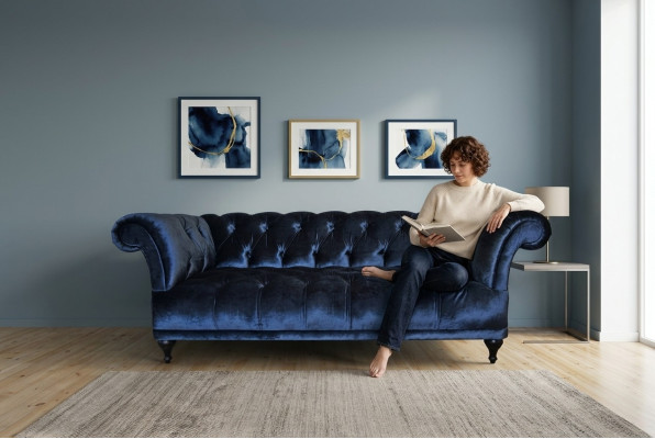 Chesterfield Canapé Rembourré Designer Canapés Ensembles Tissu Textile Tissu 10