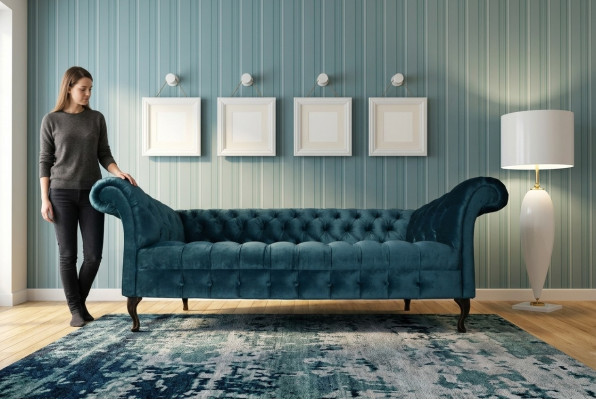 Chesterfield Sofa Tapissier Designer Canapés Sofas Ensemble Textile Tissu Textile 15