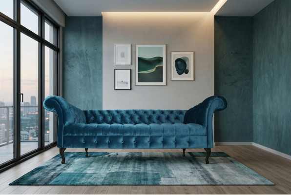 Canapé Chesterfield Rembourré Designer Canapés Sofas Ensemble Tissu Textile Textile 18