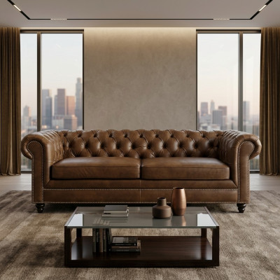 Canapé Chesterfield 3 PLACES Designer Aménagement Canapé Ensemble SL Sofa 8 Neuf