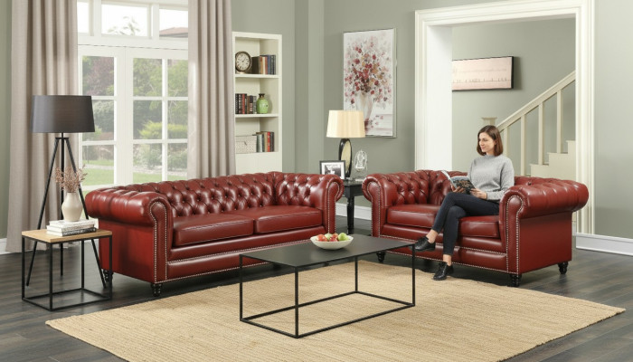 Canapé Chesterfield marron 3+2 places Tissus de qualité Designer Canapés Canapés Suite