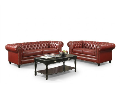 Canapé Chesterfield marron 3+2 places Tissus de qualité Designer Canapés Canapés Suite