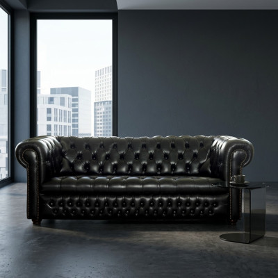 Canapé Chesterfield noir 3+1 places Ensemble de canapés design