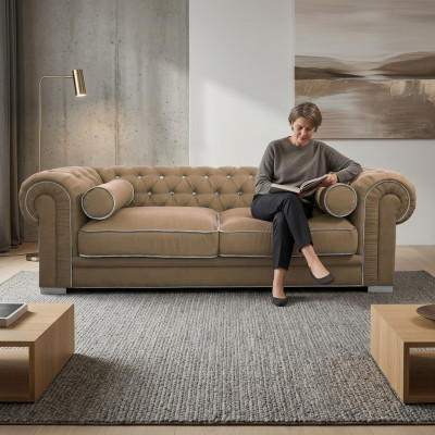Canapé Chesterfield 3 PLACES Tissu Designer Canapés Garniture SL Canapé 29