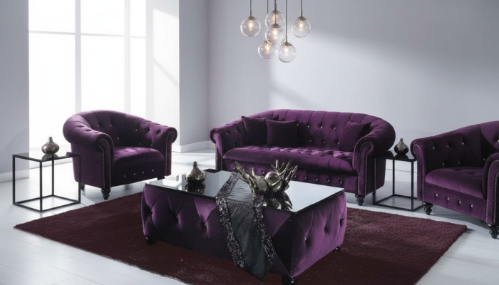 Canapé Chesterfield 3 PLACES Tissu Canapé Designer Canapés Ensemble SL Sofa 36