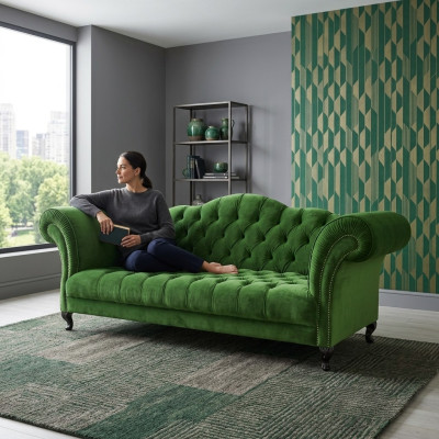 Canapé Chesterfield 3 PLACES Designer en tissu Ensemble de canapé SL Sofa 49