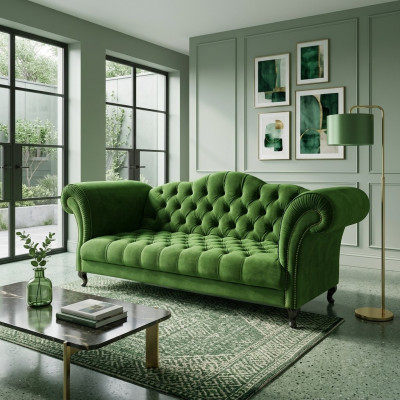 Canapé Chesterfield 3 PLACES Designer en tissu Ensemble de canapé SL Sofa 49