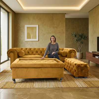 Canapé Chesterfield Designer Coussins Canapés Ensemble de Canapés SLIII Canapé №22