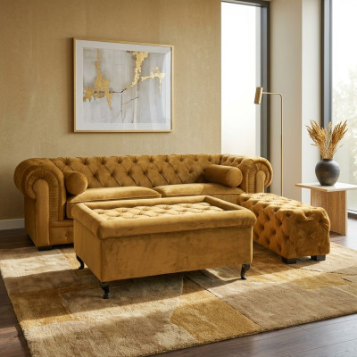 Canapé Chesterfield Designer Coussins Canapés Ensemble de Canapés SLIII Canapé №22