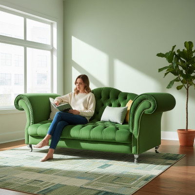 Canapé Chesterfield Designer Rembourré Canapés Ensemble de Canapés SLIII Canapé №74