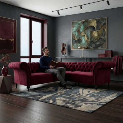 Canapé d'angle Chesterfield Canapé d'angle Canapé design Canapé en velours Canapé en cuir Canapé SLIII Canapé №82