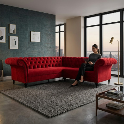 Canapé d'angle Chesterfield rouge design Canapé d'angle moderne Meubles design