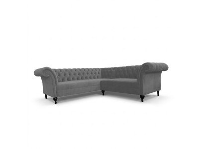 Canapé d'angle Chesterfield gris Canapé d'angle Designer L-shape en velours