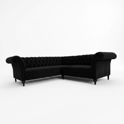 Canapé en L de luxe Chesterfield noir