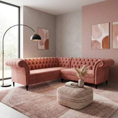 Canapé d'angle Chesterfield Canapé d'angle Canapé design Canapé Velours en cuir