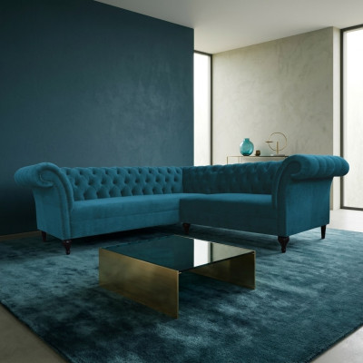 Canapé d'angle Chesterfield Canapé d'angle Canapé design Canapé Velours en cuir Sofa