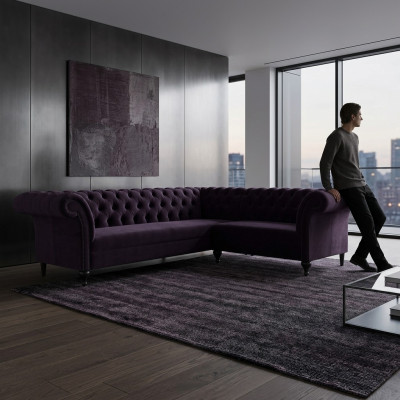 Canapé d'angle Chesterfield moderne Canapé d'angle Canapé dessiné Canapé Velours Canapé en cuir