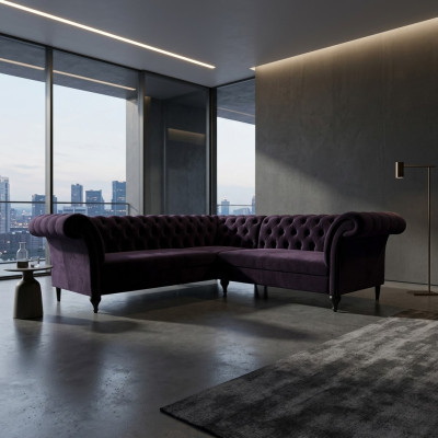 Canapé d'angle Chesterfield moderne Canapé d'angle Canapé dessiné Canapé Velours Canapé en cuir