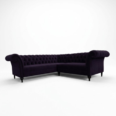 Canapé d'angle Chesterfield moderne Canapé d'angle Canapé dessiné Canapé Velours Canapé en cuir