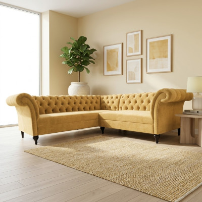 Canapé d'angle Chesterfield Canapé d'angle Canapé design Canapé en velours Canapé en cuir