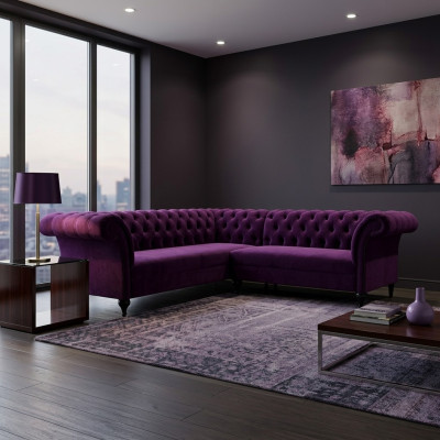 Canapé d'angle Chesterfield Canapé d'angle Canapé design Canapé Velours Canapé en cuir