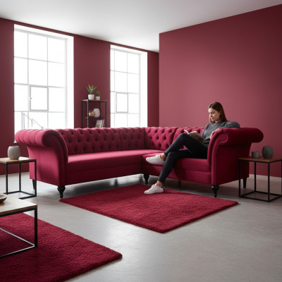 Canapé d'angle Chesterfield moderne Canapé d'angle Canapé design Canapé Velours Canapé en cuir