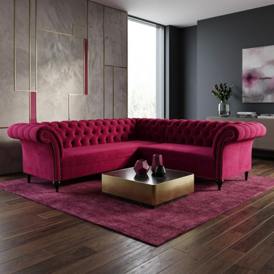 Canapé d'angle Chesterfield moderne Canapé d'angle Canapé design Canapé Velours Canapé en cuir
