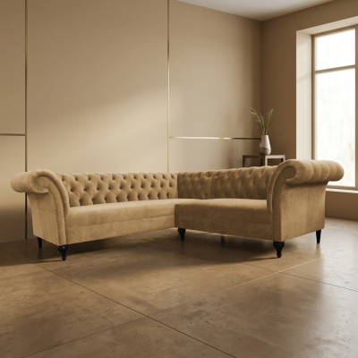 Canapé d'angle Chesterfield Canapé d'angle Moderne Canapé Designer Velours Canapé en cuir