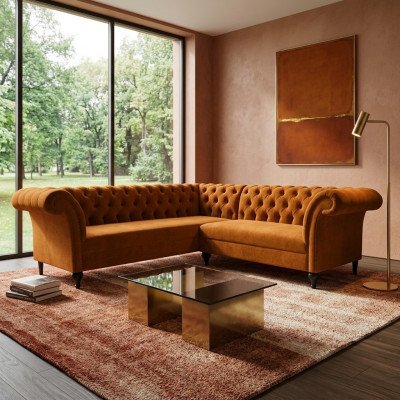 Canapé d'angle Chesterfield Canapé d'angle Canapé design Canapé Velours Canapé en cuir