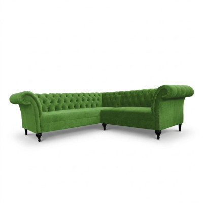 Canapé d'angle élégant vert Chesterfield Canapé d'angle en L Canapés design en tissu d'ameublement